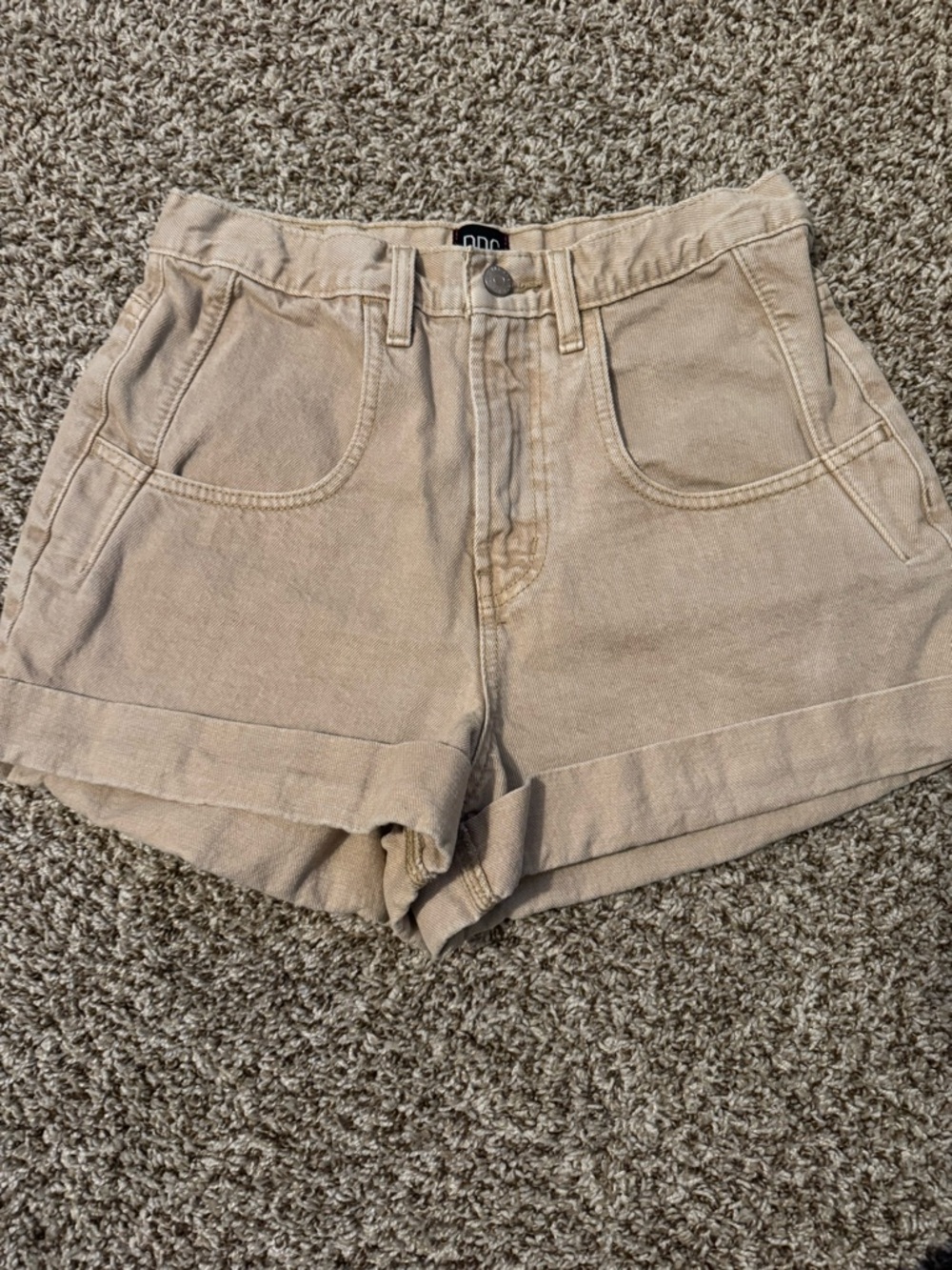 BDG Beige High-Waist Rolled Hem Shorts